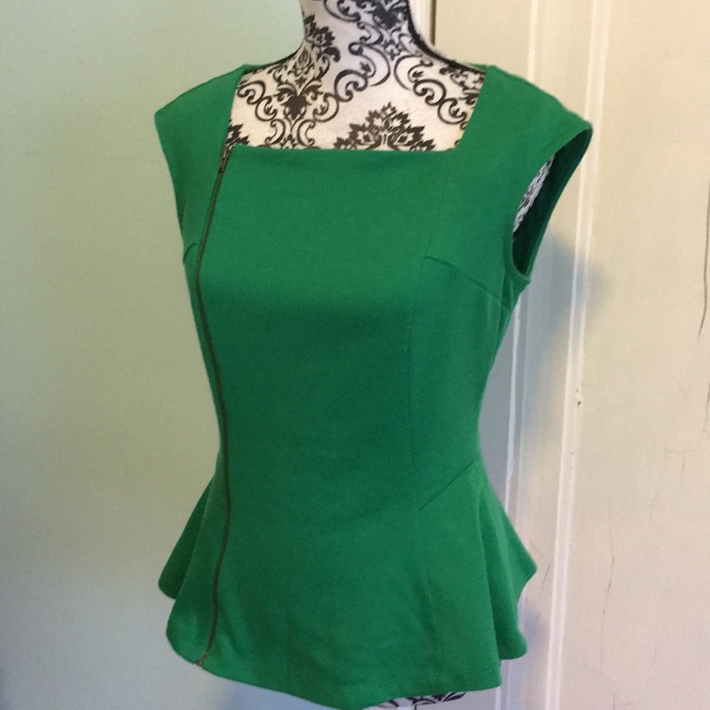 Green flared waist top